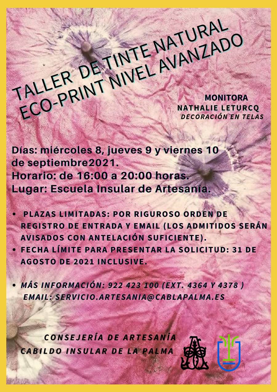 El Cabildo realiza una formación sobre utilización de tintes naturales en la Escuela de Artesanía