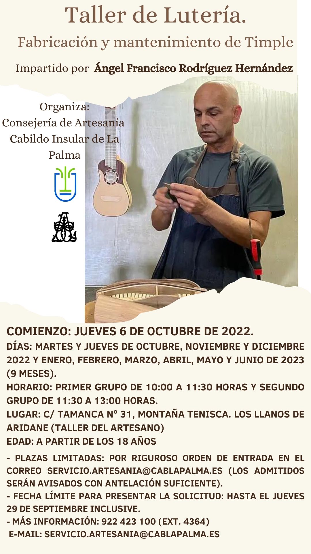 El Cabildo promueve la artesanía en la juventud palmera con un taller de lutería