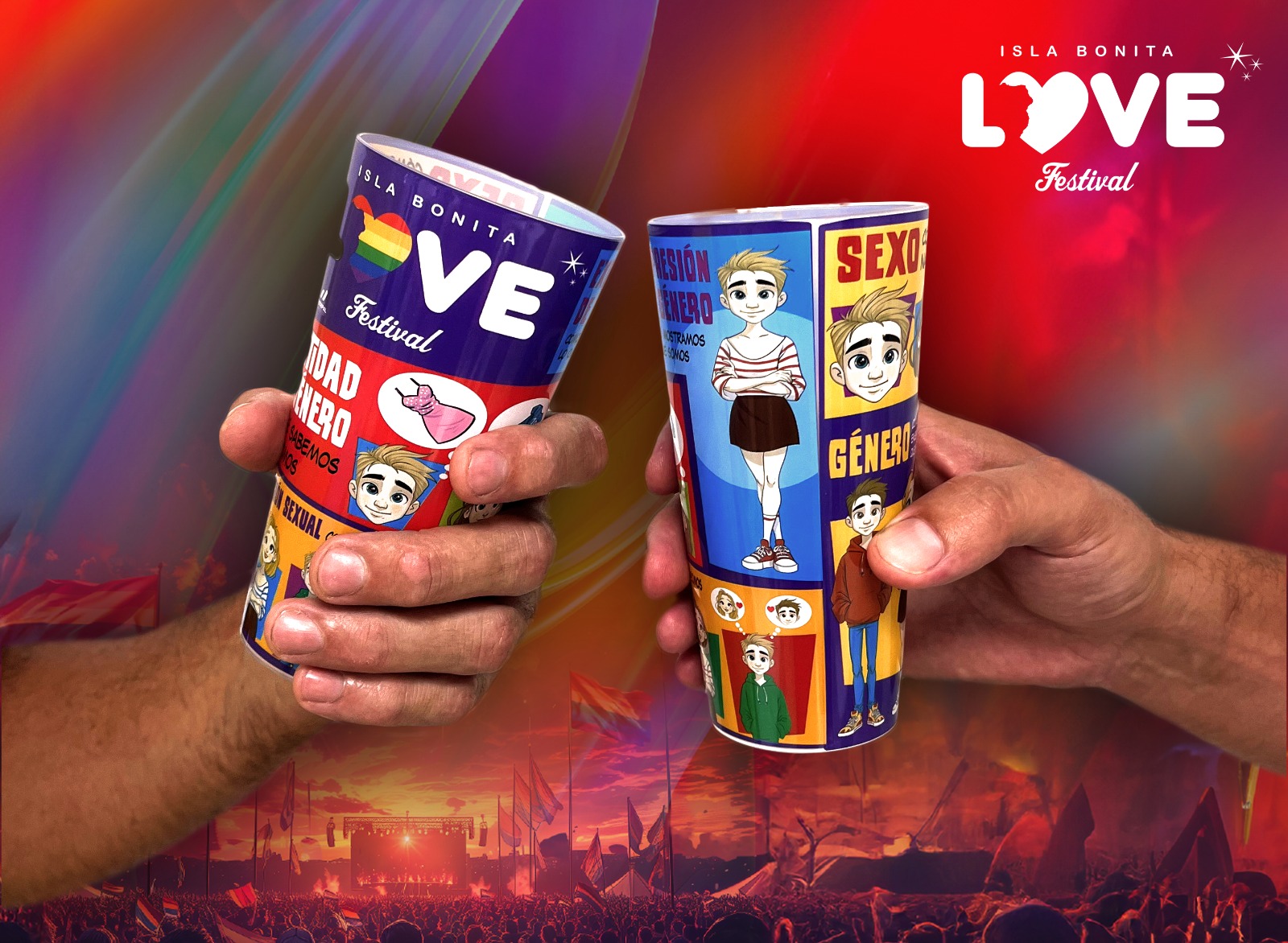 Isla Bonita Love Festival presenta los “vasos inclusivos” para dar a conocer y normalizar conceptos claves del colectivo LGTBIQ+