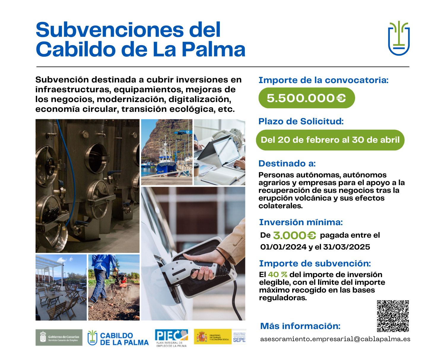 El Cabildo mantiene abierto el plazo para solicitar las subvenciones para la recuperación de negocios hasta finales de abril