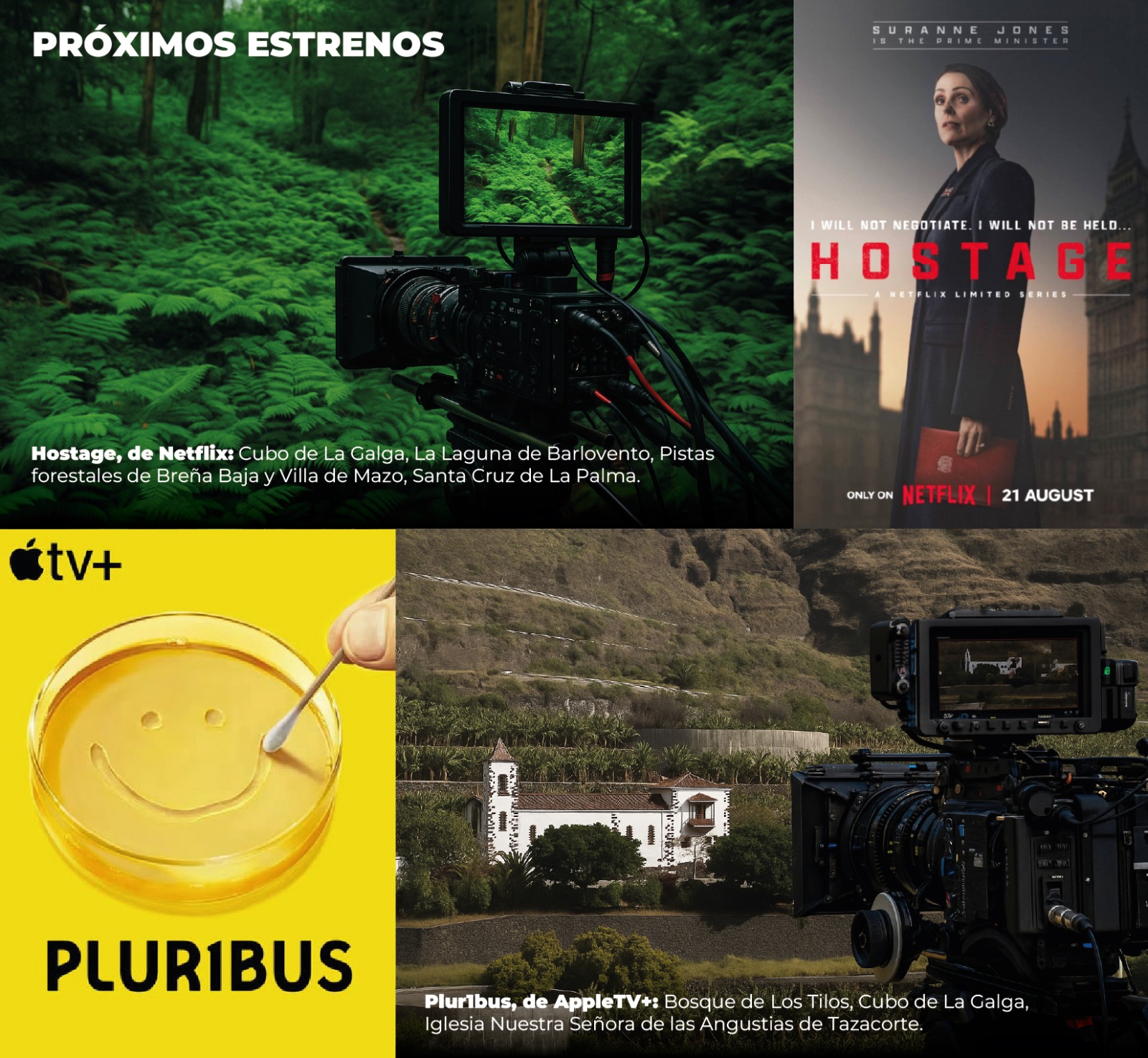 La Palma se cuela en Netflix y AppleTV+ con los rodajes de Hostage y Plur1bus