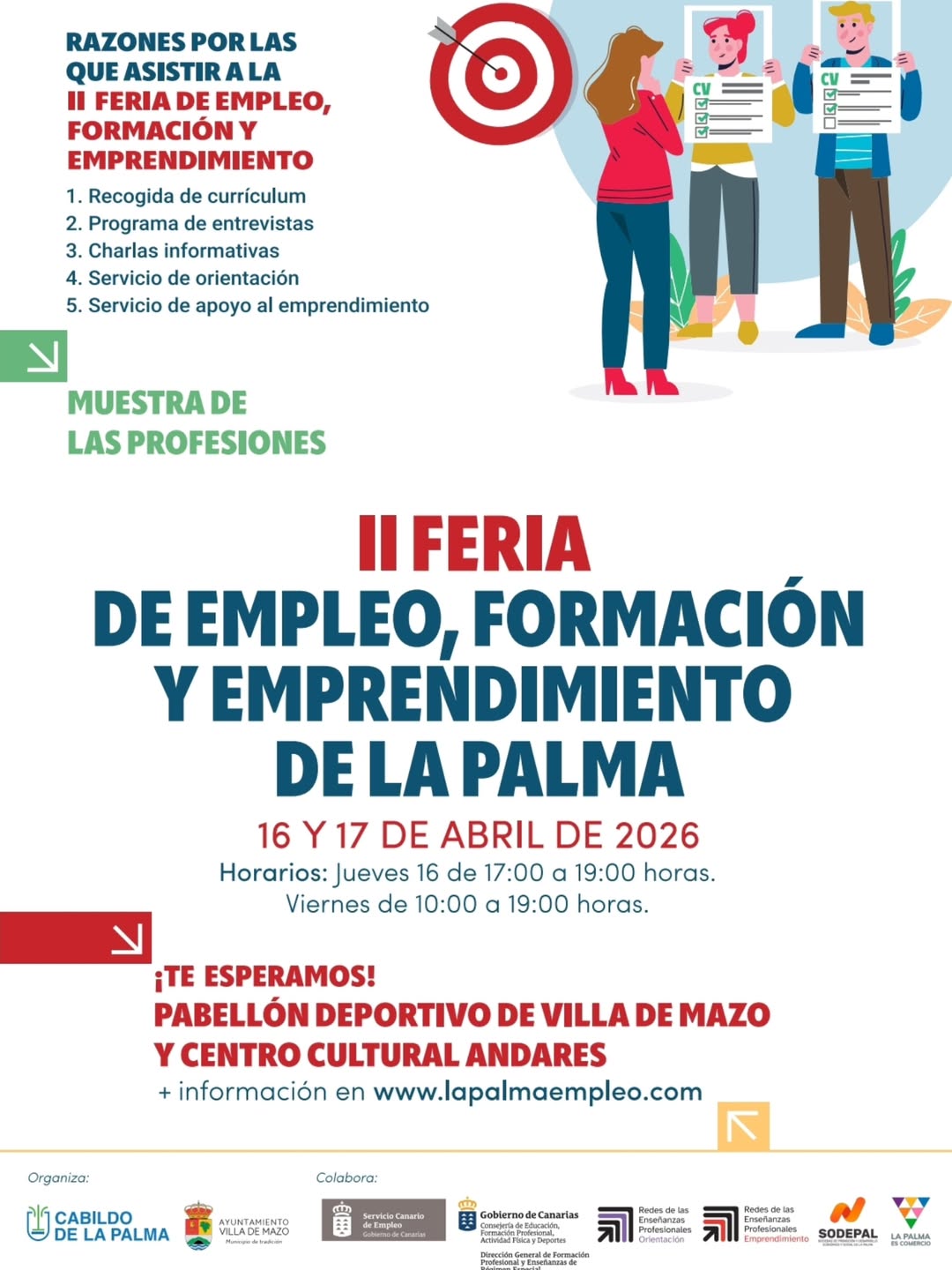 Más de 27 empresas participan en la II Feria de Empleo, Formación y Emprendimiento de La Palma