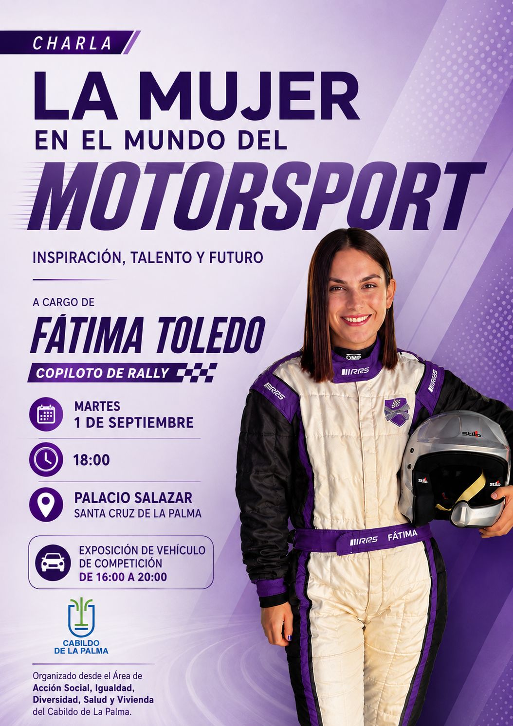 El Cabildo de La Palma fomenta la participación femenina en el mundo del motor con una charla de Fátima Toledo