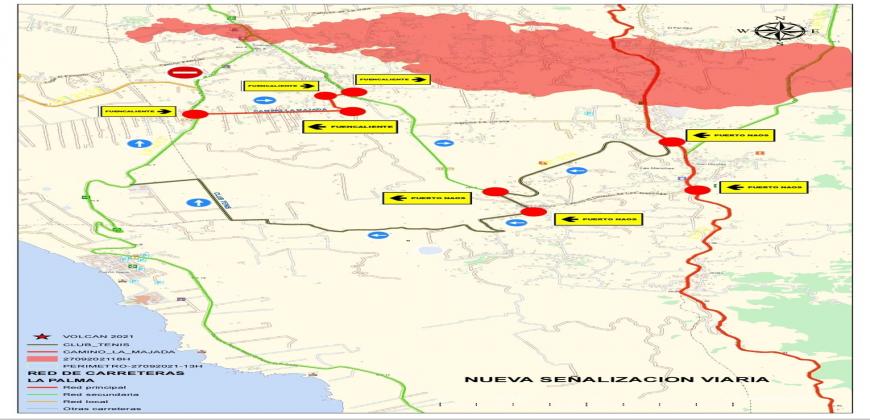 El Cabildo habilita dos vías alternativas para acceder al litoral del Valle de Aridane ante la afección de la carretera de la costa por la lava